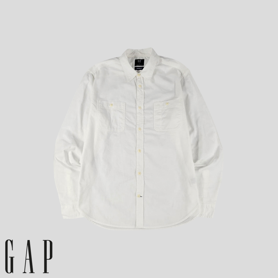 GAP 갭 화이트 투포켓 심플 스탠다드핏 코튼100 남방 셔츠 L