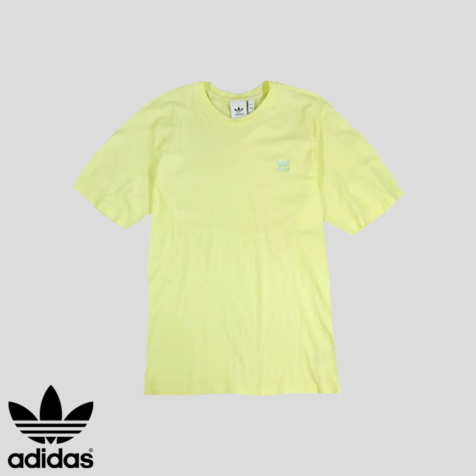 아디다스 네온 옐로우 트레포일 에센셜 코튼100 반팔 티셔츠 L