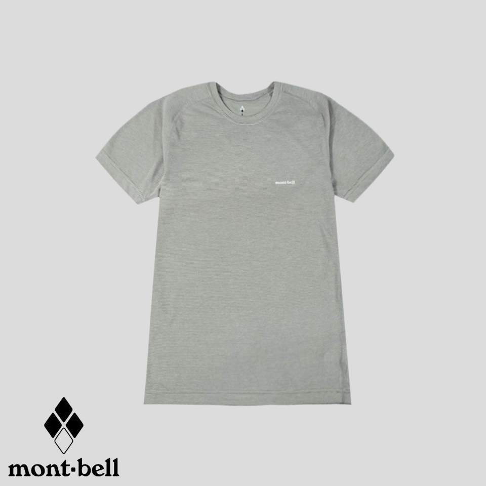 몽벨 JP 멜란지 그레이 화이트 스트라이프 지오라인 폴리100 기능성 반팔 티셔츠 S