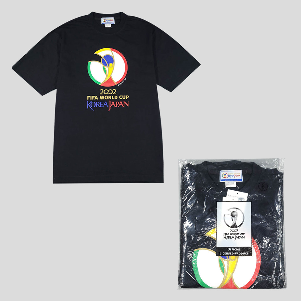 2002 피파 월드컵 오피셜 굿즈 한일전 빅프린팅 헤비코튼 코튼100 반팔 티셔츠 새상품 S