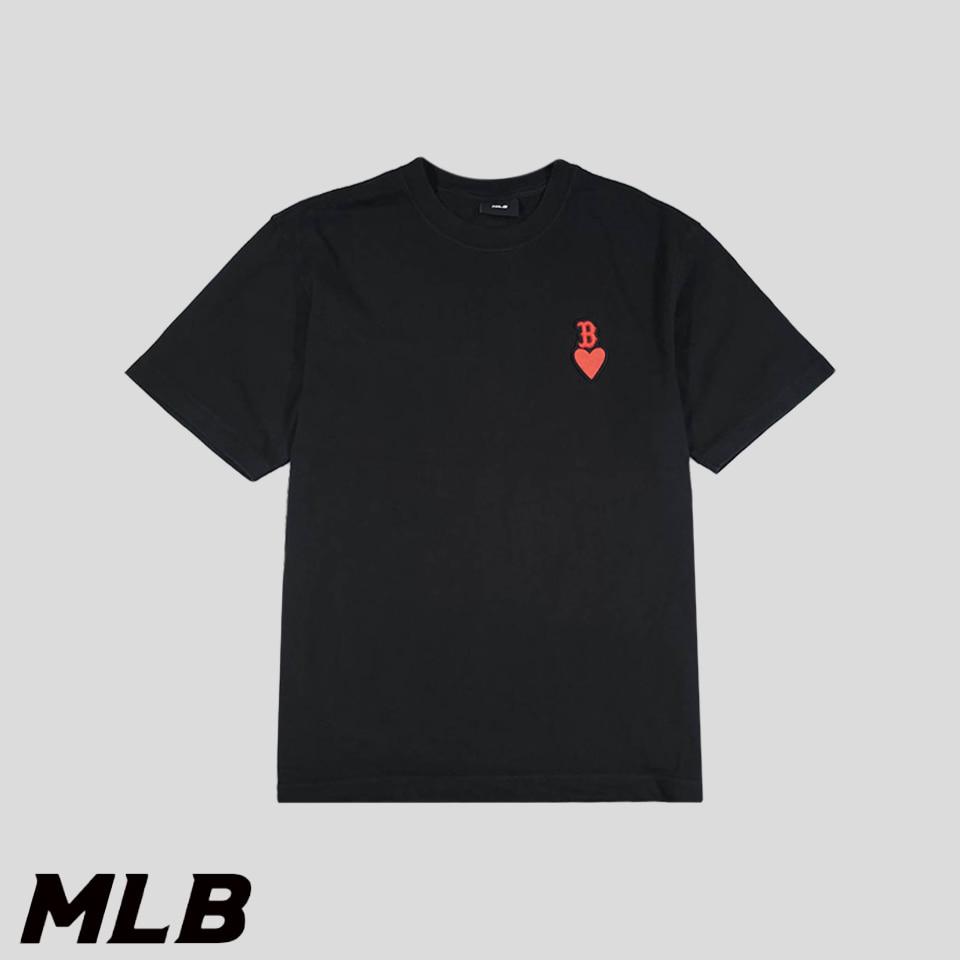 MLB 엠엘비 블랙 하트 보스턴 레드삭스 스몰로고 헤비코튼 코튼100 반팔 티셔츠 S-M