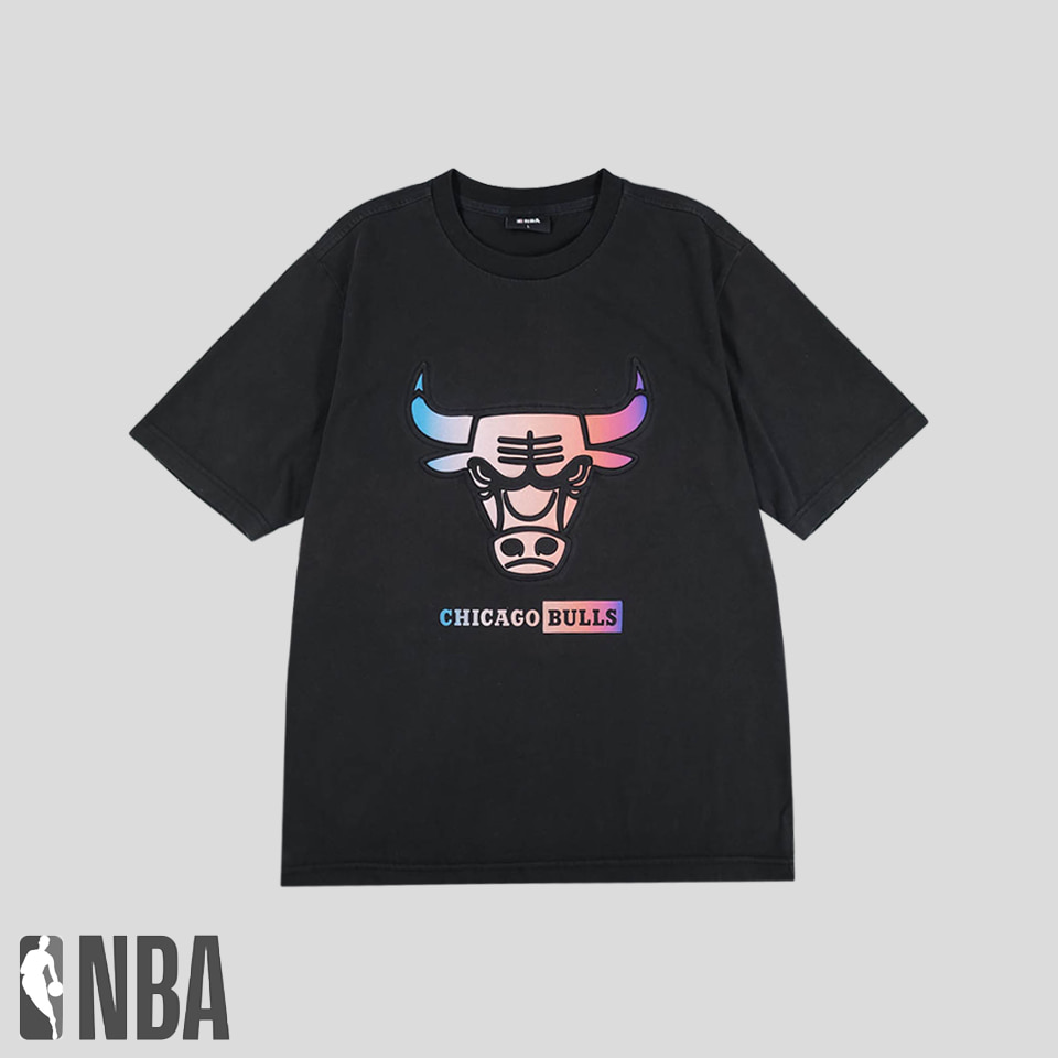 NBA 엔비에이 블랙 프리즘 시카고 불스 빅프린팅 반팔 티셔츠 M