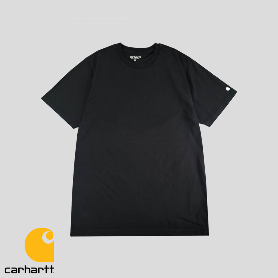 칼하트 WIP 피그먼트 블랙 화이트 암프린팅 코튼100 베이스 반팔 티셔츠 M