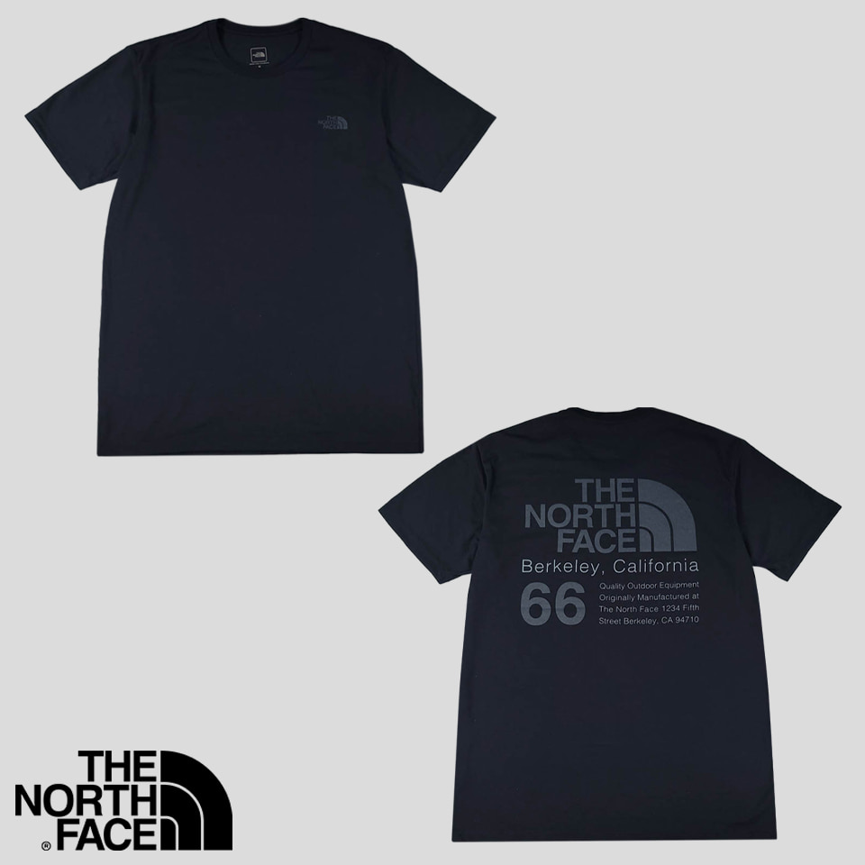 노스페이스 JP 네이비 백프린팅 트래킹 하이킹 폴리 기능성 반팔 티셔츠 S