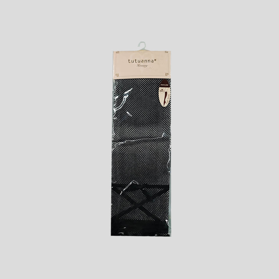 tutuanna 튀튀안나 블랙 그물 망사 리본 고딕 고스 하이삭스 니삭스 양말 새상품 220-250