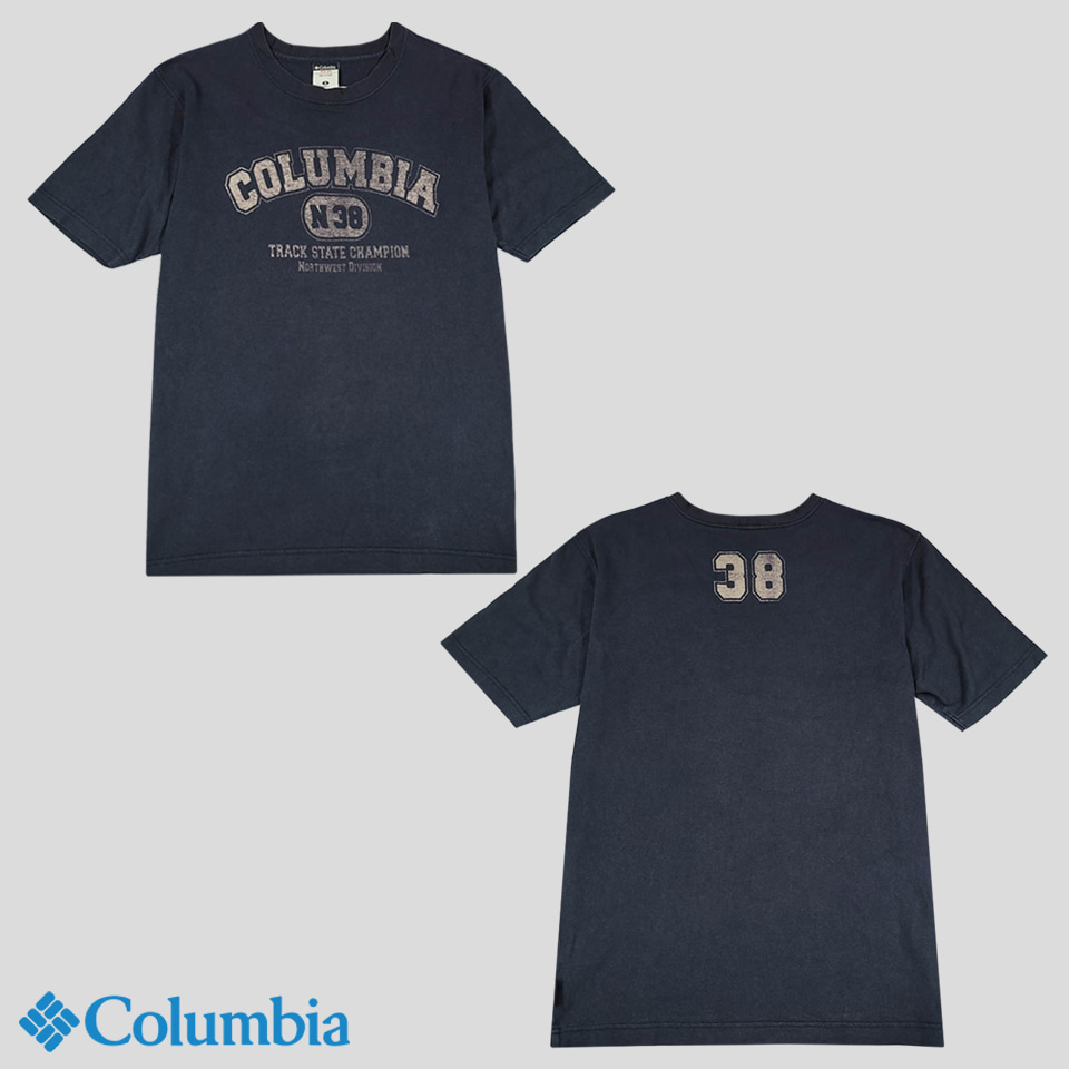 컬럼비아 콜롬비아 피그먼트 블랙 XCO 유니버시티 로고 프린팅 코튼100 반팔 티셔츠 M