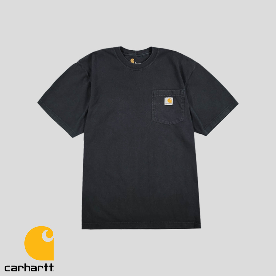 칼하트 피그먼트 블랙 오리지널핏 원포켓 헤비코튼 코튼100 반팔 티셔츠 MADE IN HONDURAS M