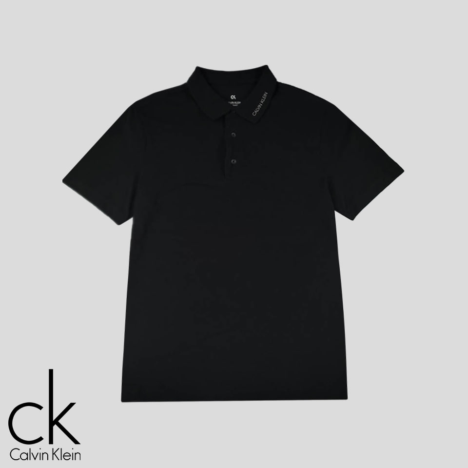 캘빈클라인 퍼포먼스 피그먼트 블랙 코튼 혼방 PK 피케 카라넥 반팔 티셔츠 M